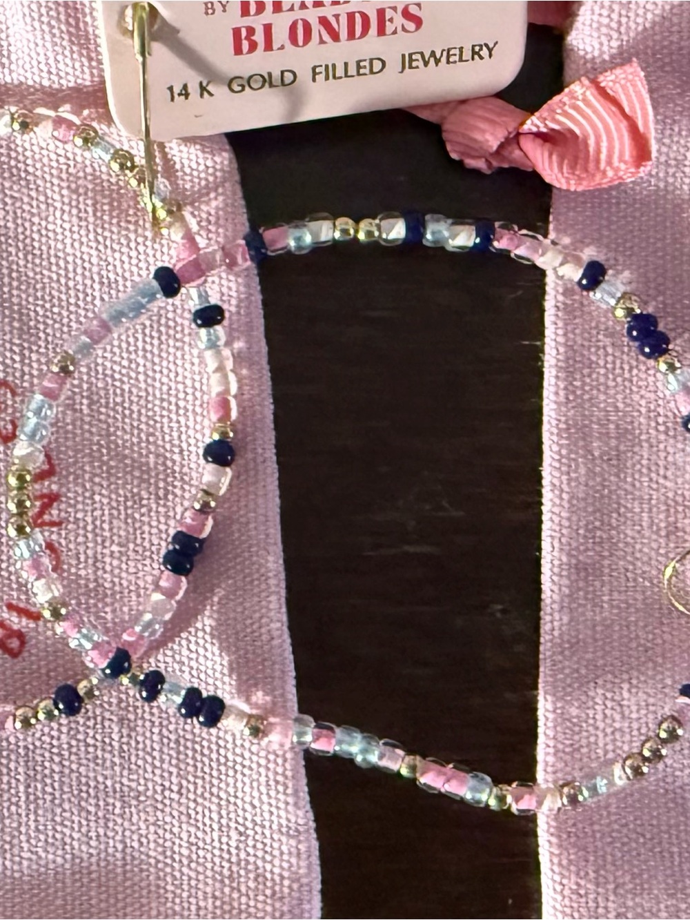 Kids Beaded Hoop Earrings - Pink & Navy by BLONDES